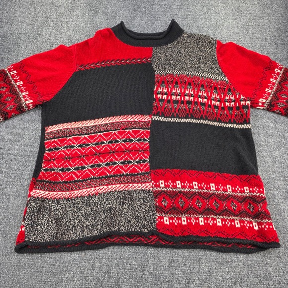 MONTEREY by KORET Sweaters - Monterey Petites By Koret‎ Sweater Womens XL Red Black Pullover Knit Vintage